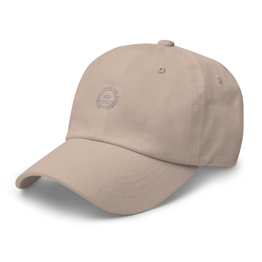 Ccustom print hats from SCD One shown here in stone color with a side view of the hat