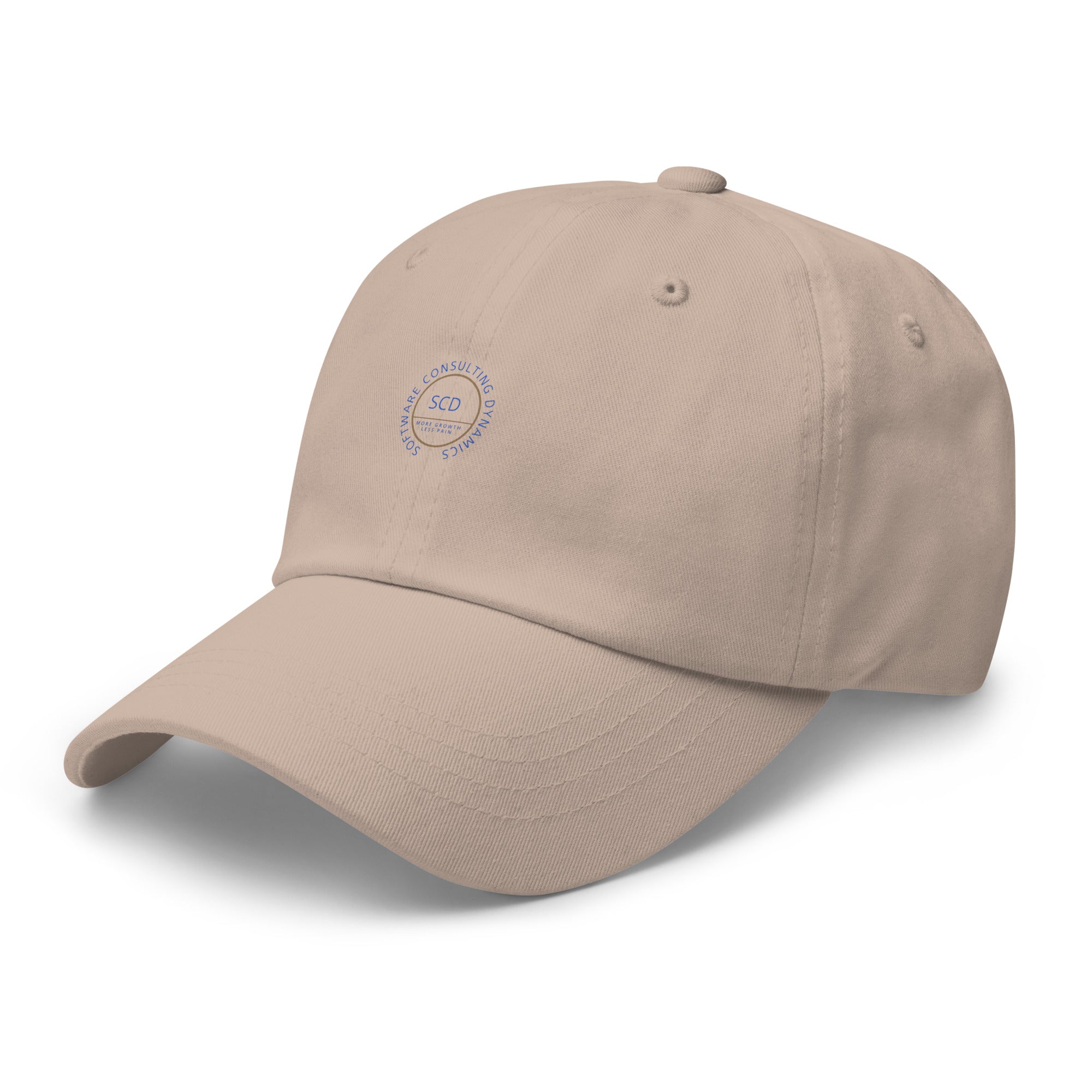 Ccustom print hats from SCD One shown here in stone color with a side view of the hat