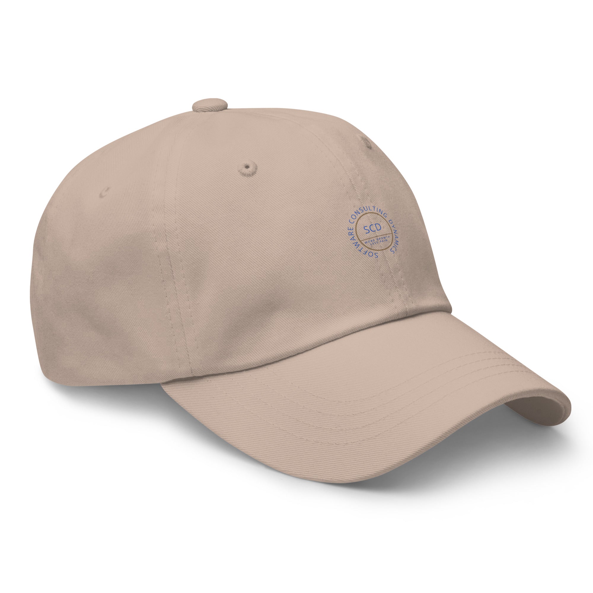 Ccustom print hats from SCD One shown here in stone color with a right side view of the hat