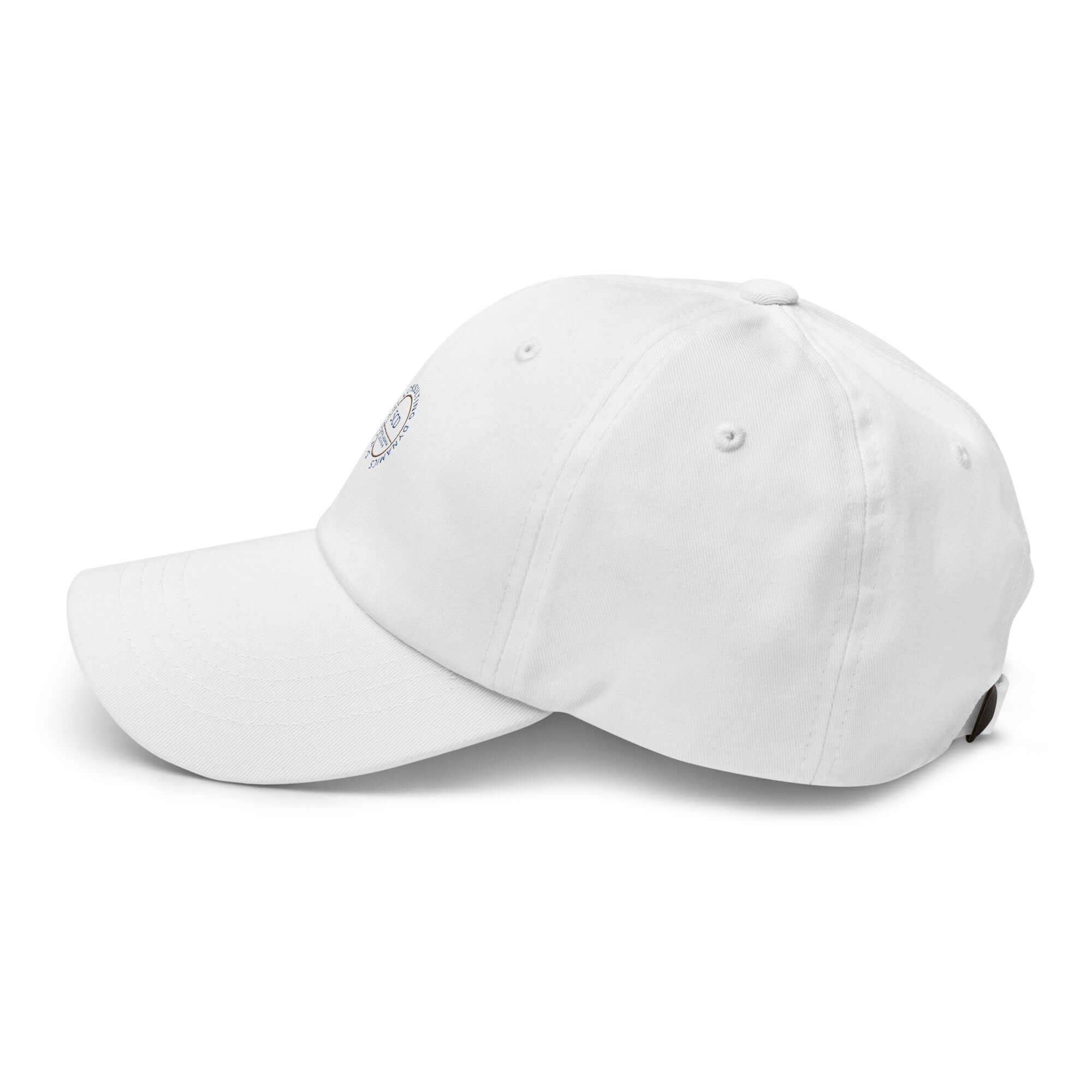 Embroidered hats full side view white second angle