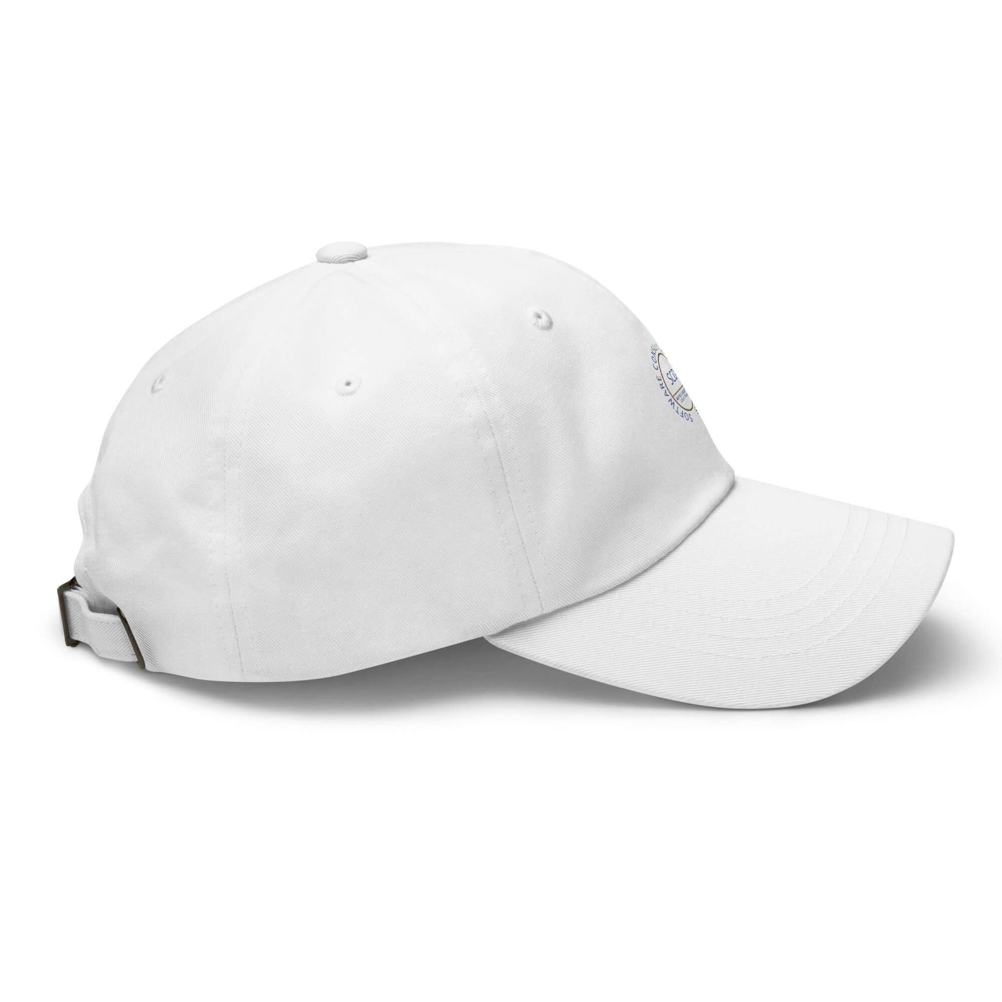 Embroidered hats full right side view white color