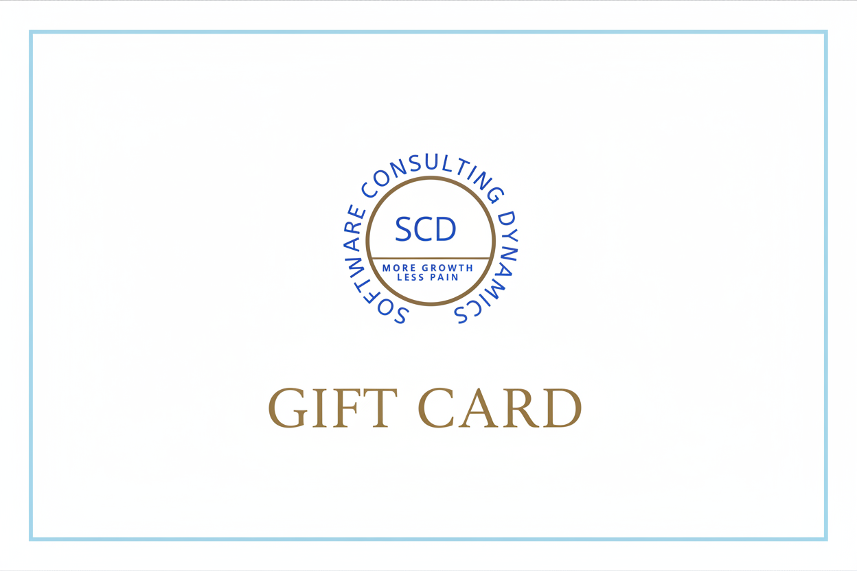Gift cards instant issue from SCD One displaying centered focused custom designed logo