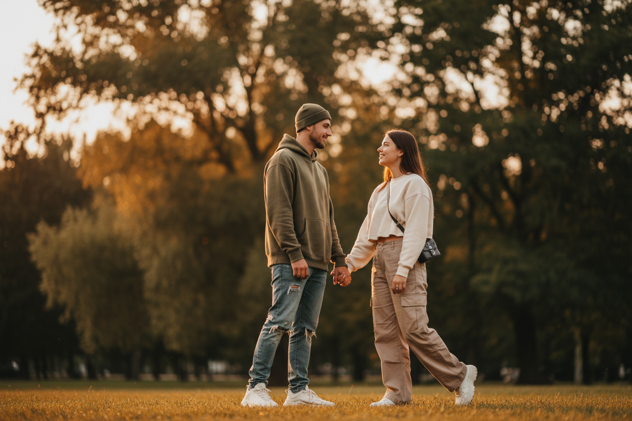 Romantic couple in park