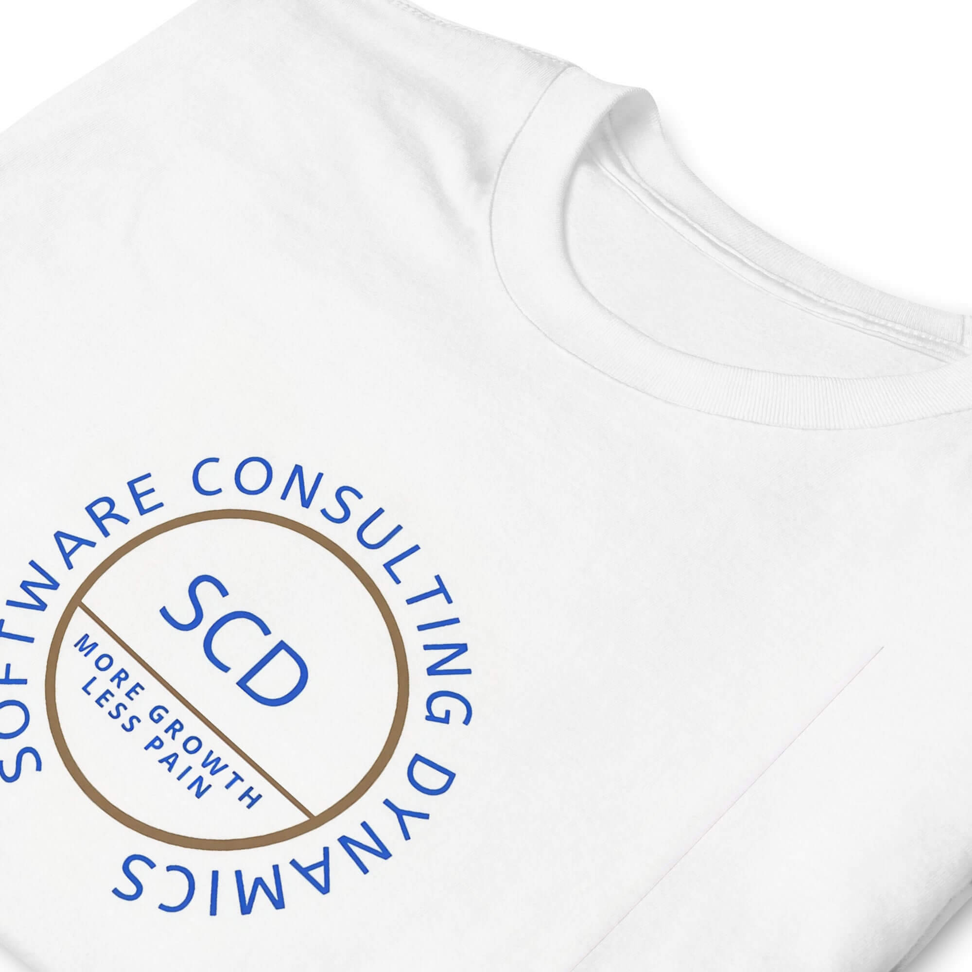 SCD One unisex t-shirt local stock highligting design in a white background