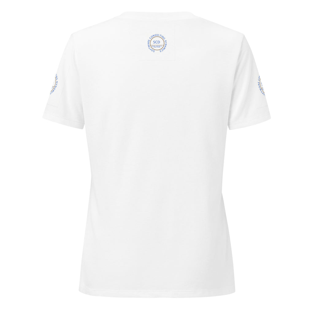 Women's relaxed v-neck t-shirt full display showing front view