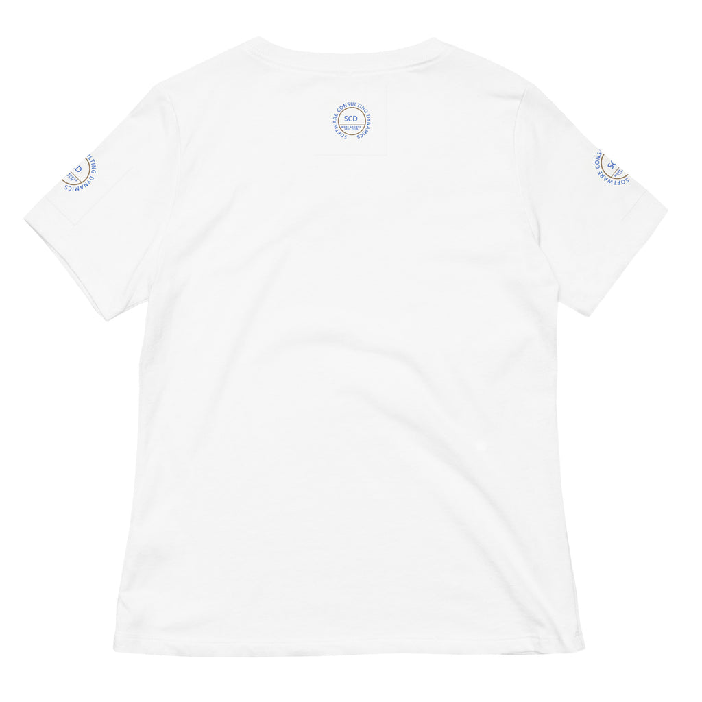 Women's relaxed v-neck t-shirt full display showing reverse view second image